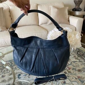 Victor Navy Genuine Leather Handbag Purse Shoulder Bag